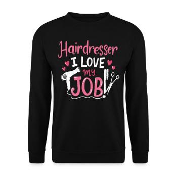 Hairdresser I Love My Job Friseurin Friseur Salon - Unisex Pullover - Schwarz - Vorne - Alina (178cm) & Michal (187cm)
