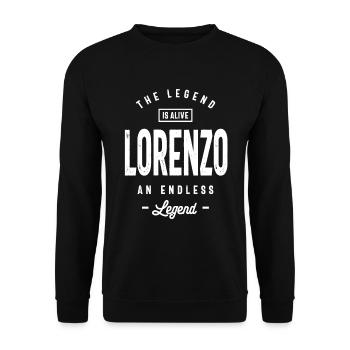 Lorenzo Nom personnalisé Cadeau d’anniversaire - Sweat-shirt Unisexe - noir - Devant - Alina (178cm) & Michal (187cm)