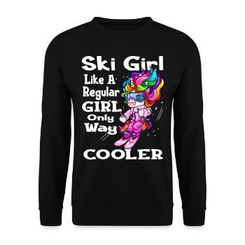 Skieur licorne ski sports d'hiver - Sweat-shirt Unisexe - noir - Devant - Alina (178cm) & Michal (187cm)