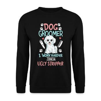 Hundefriseur Hundesalon Hunde Friseur Salon - Unisex Pullover - Schwarz - Vorne - Alina (178cm) & Michal (187cm)