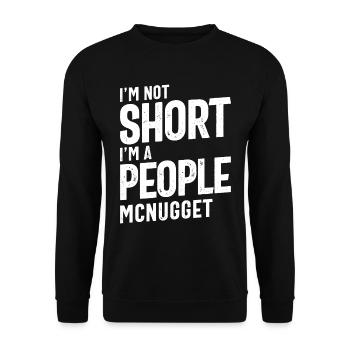 Ich bin nicht kurz, ich bin ein Volk McNugget lustiges Geschenk - Unisex Pullover - Schwarz - Vorne - Alina (178cm) & Michal (187cm)
