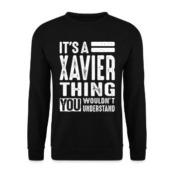 Xavier Nom personnalisé Cadeau d’anniversaire - Sweat-shirt Unisexe - noir - Devant - Alina (178cm) & Michal (187cm)