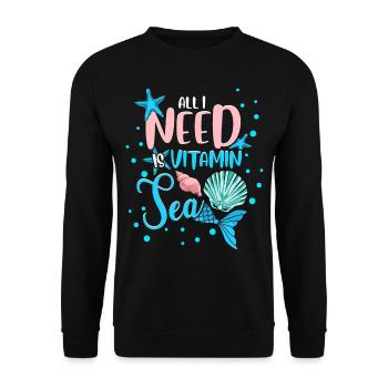Vitamin Sea Meerjungfrau Strand Urlaub - Unisex Pullover - Schwarz - Vorne - Alina (178cm) & Michal (187cm)