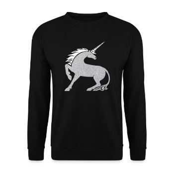 Paillettes de cheval d'argent - Sweat-shirt Unisexe - noir - Devant - Alina (178cm) & Michal (187cm)