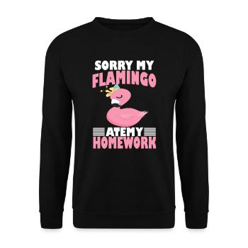 Flamingo ate my homework - Unisex Sweatshirt - black - Front - Alina (178cm) & Michal (187cm)