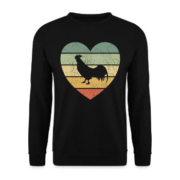 Vintage grunge rooster in the heart chickens chicken gift - Unisex Sweatshirt - black - Front - Alina (178cm) & Michal (187cm)