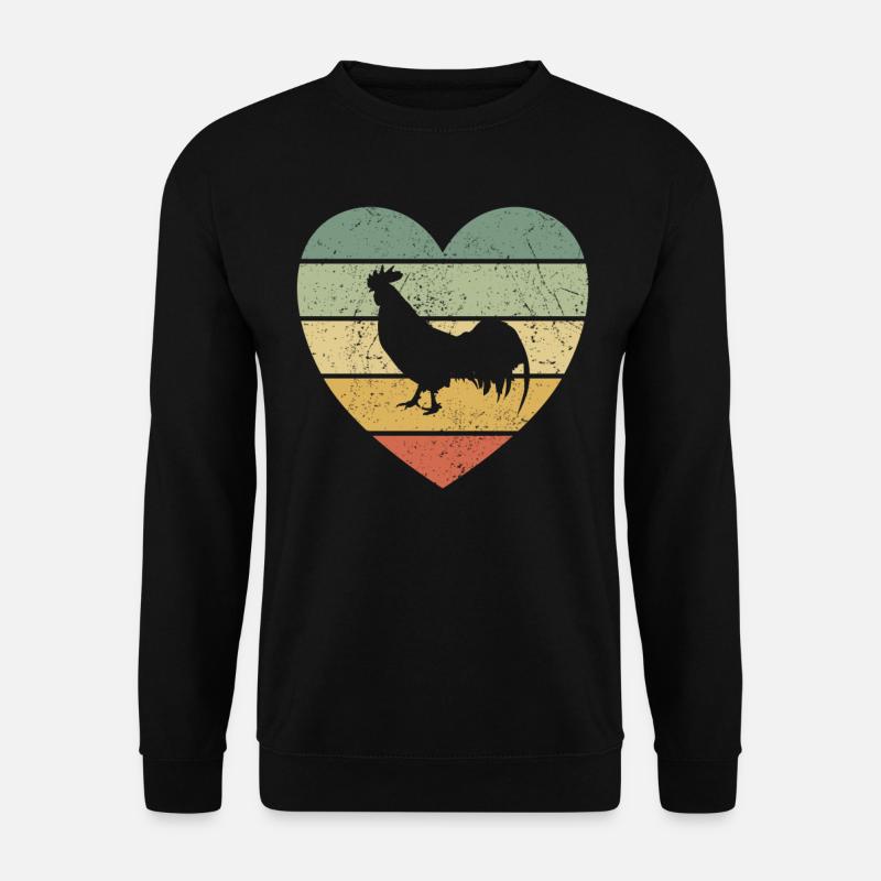 Vintage Grunge Hahn im Herz Hühner Huhn Geschenk - Unisex Pullover - Schwarz