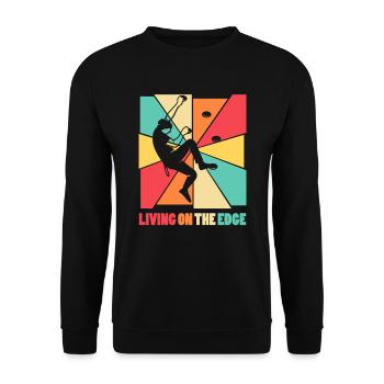 Leben am Rande Kletterwand - Unisex Pullover - Schwarz - Vorne - Alina (178cm) & Michal (187cm)