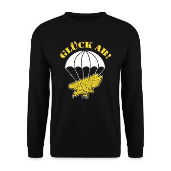 Glück ab! Fallschirmjäger - Unisex Pullover - Schwarz - Vorne - Alina (178cm) & Michal (187cm)