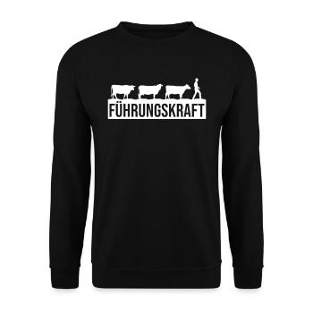 Kühe Spruch Landwirte Bauern als Führungskraft - Unisex Pullover - Schwarz - Vorne - Alina (178cm) & Michal (187cm)
