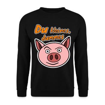 Du kleines dummes Schwein Schweinchen - Unisex Pullover - Schwarz - Vorne - Alina (178cm) & Michal (187cm)