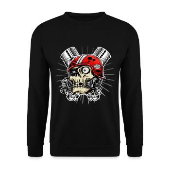 Skull skull motorcycle moped moped motor scooter - Unisex Sweatshirt - black - Front - Alina (178cm) & Michal (187cm)