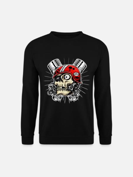Totenkopf Schädel Motorrad Mofa Moped Motorroller - Unisex Pullover - Schwarz