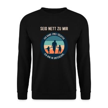Papa avec deux filles surpassé en nombre le cadeau du père - Sweat-shirt Unisexe - noir - Devant - Alina (178cm) & Michal (187cm)