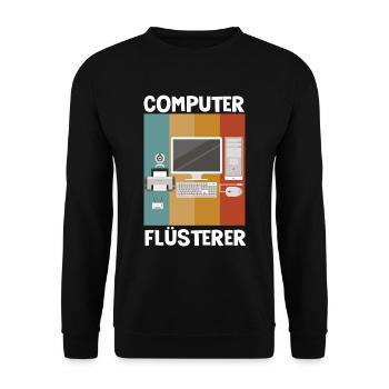 Computerflüsterer Geek Linux - Unisex Pullover - Schwarz - Vorne - Alina (178cm) & Michal (187cm)