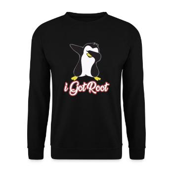 Geek Linux Ich bin root - Unisex Pullover - Schwarz - Vorne - Alina (178cm) & Michal (187cm)