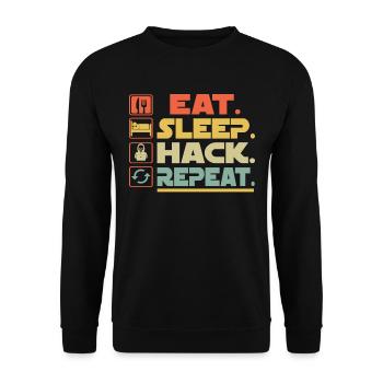 Eat Sleep Hack Repeat - Unisex Sweatshirt - black - Front - Alina (178cm) & Michal (187cm)