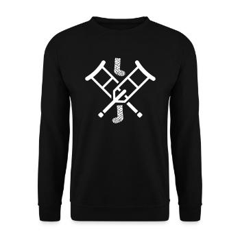 Krücken gebrochenes Bein Syndrom - Unisex Pullover - Schwarz - Vorne - Alina (178cm) & Michal (187cm)