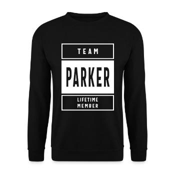 Cadeau d'anniversaire personnalisé par Parker - Sweat-shirt Unisexe - noir - Devant - Alina (178cm) & Michal (187cm)