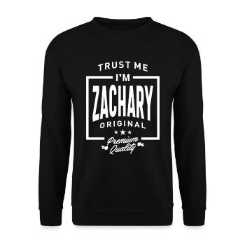 Zachary Personalized Name Birthday Gift - Unisex Sweatshirt - black - Front - Alina (178cm) & Michal (187cm)