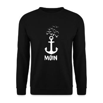 Moin Möwen Anker Hafen Meer - Unisex Pullover - Schwarz - Vorne - Alina (178cm) & Michal (187cm)