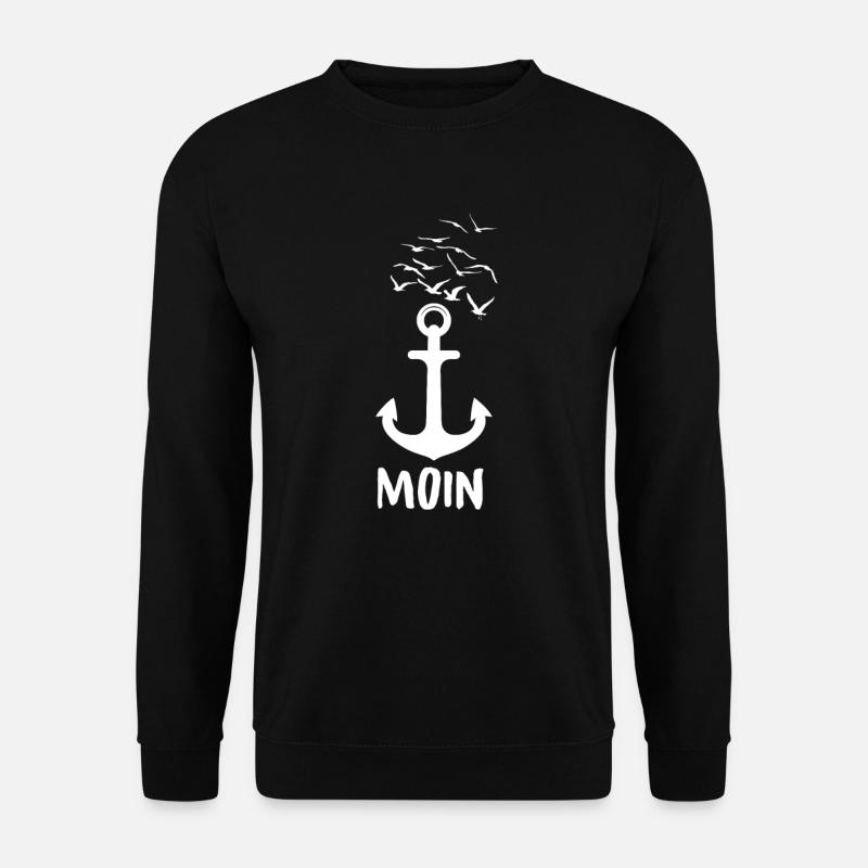 Moin Möwen Anker Hafen Meer - Unisex Pullover - Schwarz