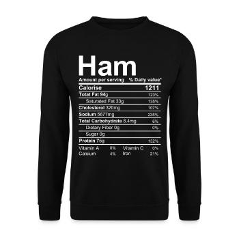 ham Nutrition Facts label - Unisex Sweatshirt - black - Front - Alina (178cm) & Michal (187cm)