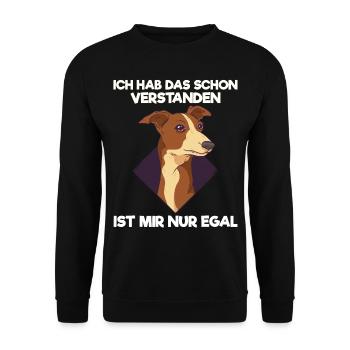 Hunde Hundeliebhaber Windhund Podenco Hunderasse - Unisex Pullover - Schwarz - Vorne - Alina (178cm) & Michal (187cm)