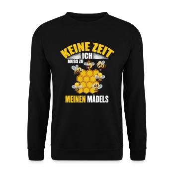 Bienen Ich muss zu meinen Mädels Honig - Unisex Pullover - Schwarz - Vorne - Alina (178cm) & Michal (187cm)