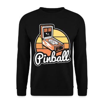 Flipper Shirt Retro Classic Flipper Geschenke für Männer - Unisex Pullover - Schwarz - Vorne - Alina (178cm) & Michal (187cm)