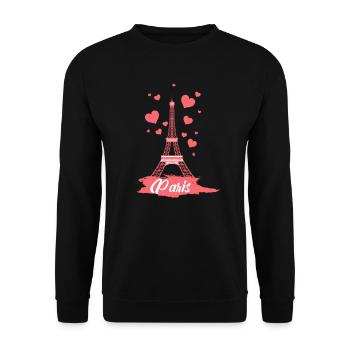 Ich liebe Paris Eiffelturm Amour Bonjour - Unisex Pullover - Schwarz - Vorne - Alina (178cm) & Michal (187cm)