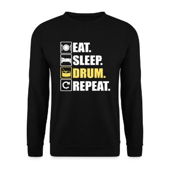 Eat Sleep Drum Répétition des tambours de batteur - Sweat-shirt Unisexe - noir - Devant - Alina (178cm) & Michal (187cm)