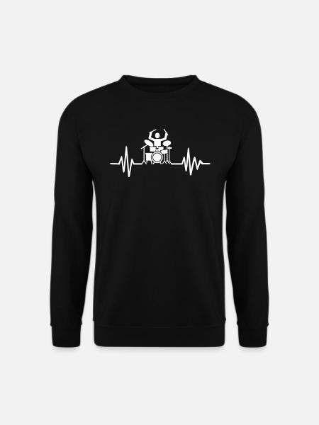 Drummer Herzschlag Drumstick Drums - Unisex Pullover - Schwarz