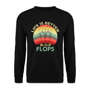 Das Leben ist besser in Flip Flops - Unisex Pullover - Schwarz - Vorne - Alina (178cm) & Michal (187cm)