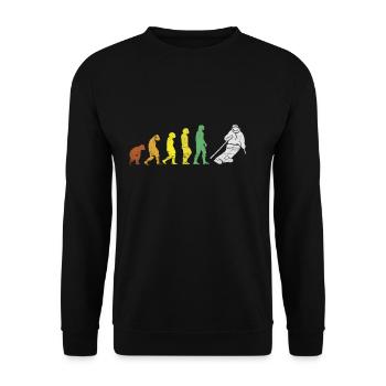 Skifahrer Skifahren Wintersportler Evolution - Unisex Pullover - Schwarz - Vorne - Alina (178cm) & Michal (187cm)