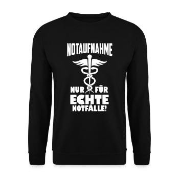 Notaufnahme Notarzt Sanitäter Notfälle - Unisex Pullover - Schwarz - Vorne - Alina (178cm) & Michal (187cm)