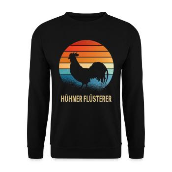 Hühnerflüsterer Huhn Landwirt Hühner Geschenkidee - Unisex Pullover - Schwarz - Vorne - Alina (178cm) & Michal (187cm)