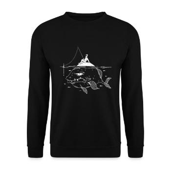 Angeln Angler Angelausflug Fischen Angelrute - Unisex Pullover - Schwarz - Vorne - Alina (178cm) & Michal (187cm)