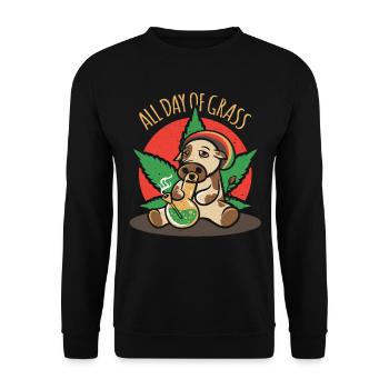 A farm cow with a bong smokes grass - Unisex Sweatshirt - black - Front - Alina (178cm) & Michal (187cm)