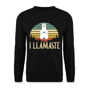 LLamaste Yoga Lama Alpaka - Unisex Pullover - Schwarz - Vorne - Alina (178cm) & Michal (187cm)