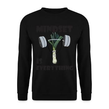 Fitness Leek Mindset is all vegan - Unisex Sweatshirt - black - Front - Alina (178cm) & Michal (187cm)