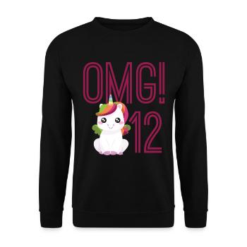 Unicorn birthday 12 years old - Unisex Sweatshirt - black - Front - Alina (178cm) & Michal (187cm)