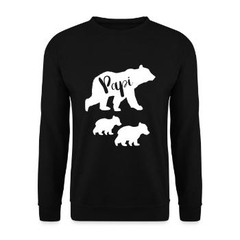 Shirt for Papi | Papi Bear Father's Day Gift - Unisex Sweatshirt - black - Front - Alina (178cm) & Michal (187cm)