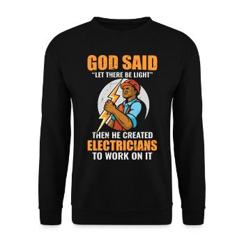 Electrician Saying Voltage Current Energy - Unisex Sweatshirt - black - Front - Alina (178cm) & Michal (187cm)