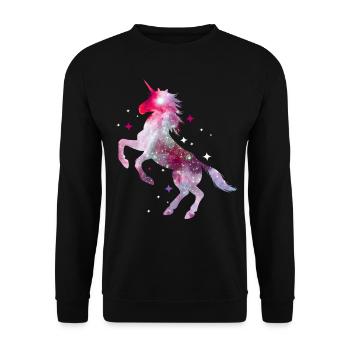 Einhorn Unicorn Pferd Glitzer Isländer - Unisex Pullover - Schwarz - Vorne - Alina (178cm) & Michal (187cm)