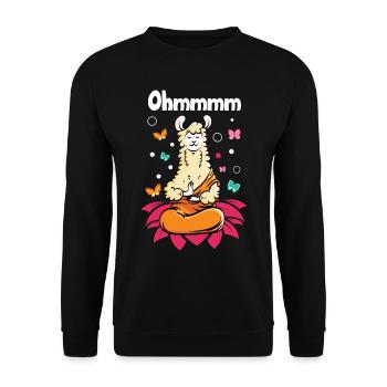 Alpaka Yoga Lama Spruch Lamaste - Unisex Pullover - Schwarz - Vorne - Alina (178cm) & Michal (187cm)