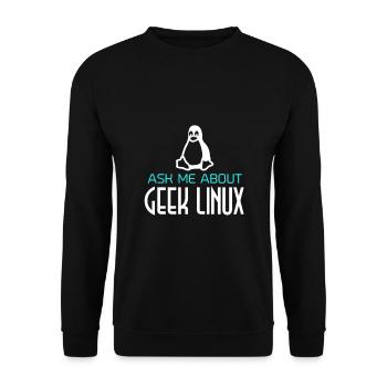 Geek Linux Penguin Computer Nerd IT PC - Sweat-shirt Unisexe - noir - Devant - Alina (178cm) & Michal (187cm)