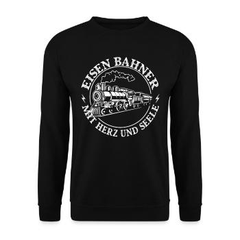 Eisenbahn Zug Eisenbahner Lok Züge - Unisex Pullover - Schwarz - Vorne - Alina (178cm) & Michal (187cm)