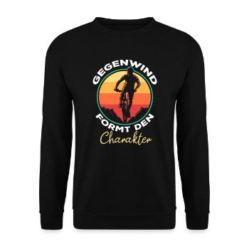 Fahrrad Gegenwind Radeln Bike Mountainbike - Unisex Pullover - Schwarz - Vorne - Alina (178cm) & Michal (187cm)