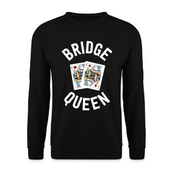 Drôle bridge chemise pour les femmes Bridge Queen Joueur - Sweat-shirt Unisexe - noir - Devant - Alina (178cm) & Michal (187cm)